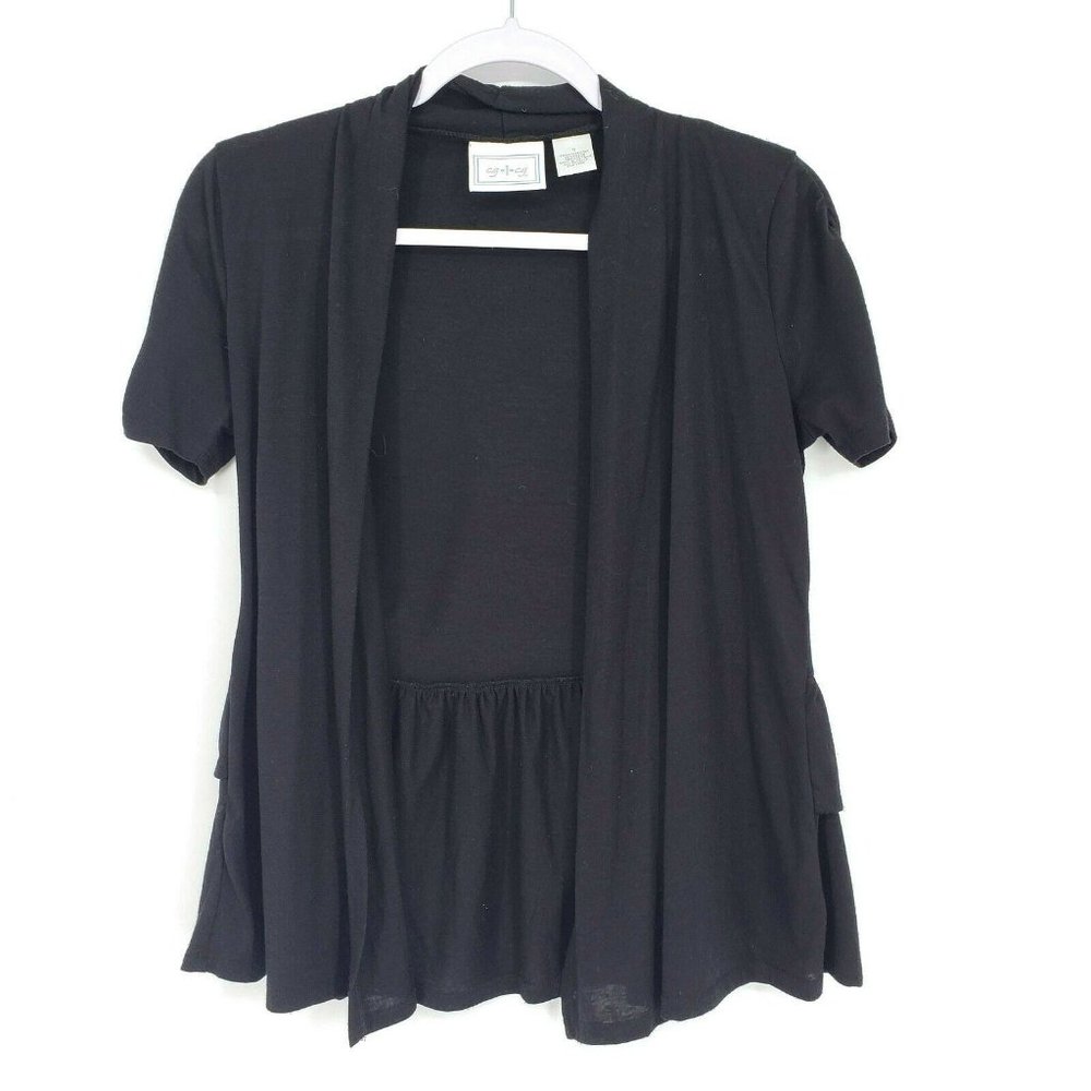cg.l.cg Womens Open Front Black Flared Hem Blouse